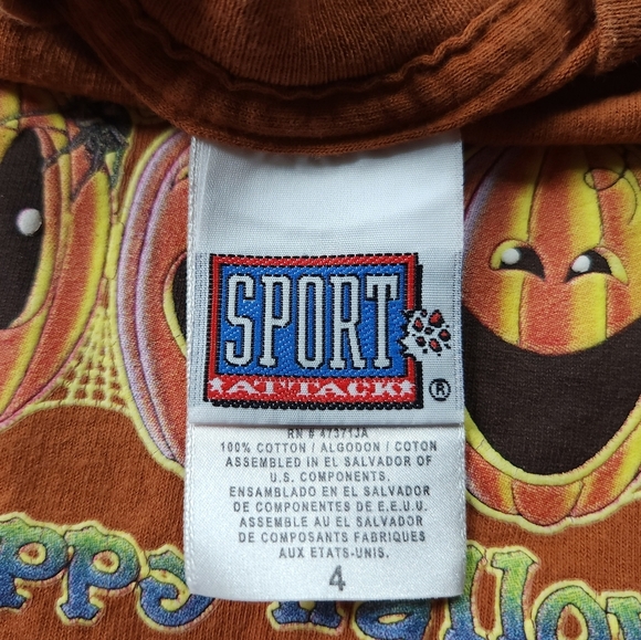 Vintage Y2K Happy Halloween Pumpkin Graphic Size 4 Sport Attack - Picture 3 of 4